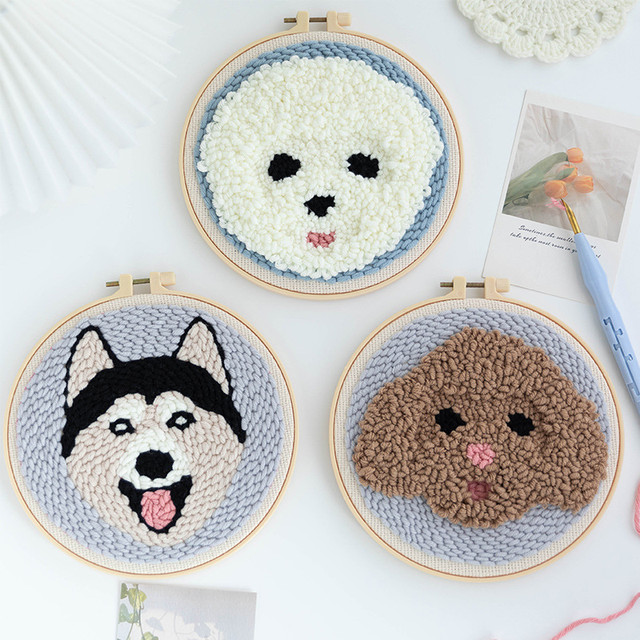 Dog Punch Needle Embroidery Kit Arts Ornament Diy Crafts Handmade Needle  Thread Embroidery Hoop Cross Stitch Kit Needle Punch - Embroidery -  AliExpress